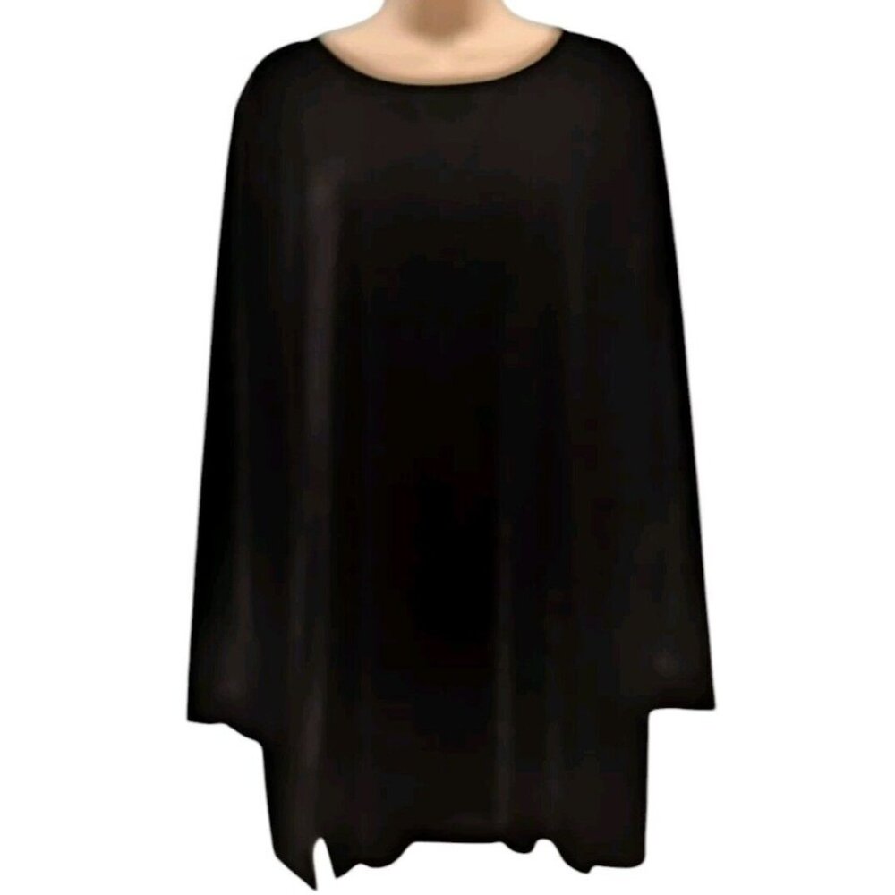 Denim and Company Top Velvet Black Tunic Womens 1X‎ Boat Neck Holiday Classic